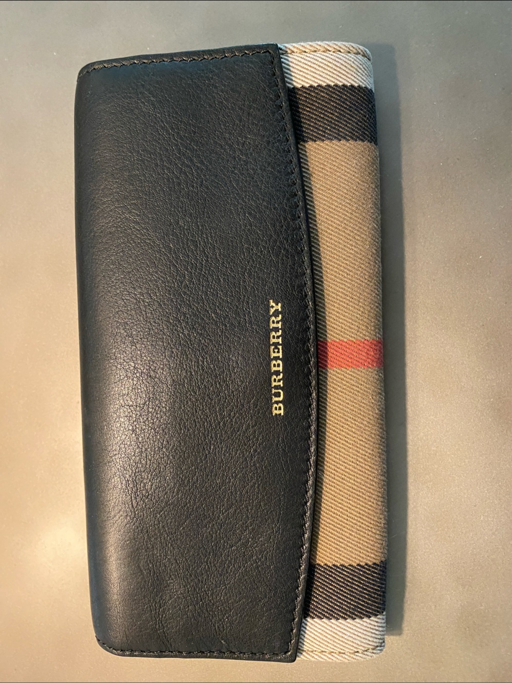Authentic Burberry House Check Leather Continental Wallet